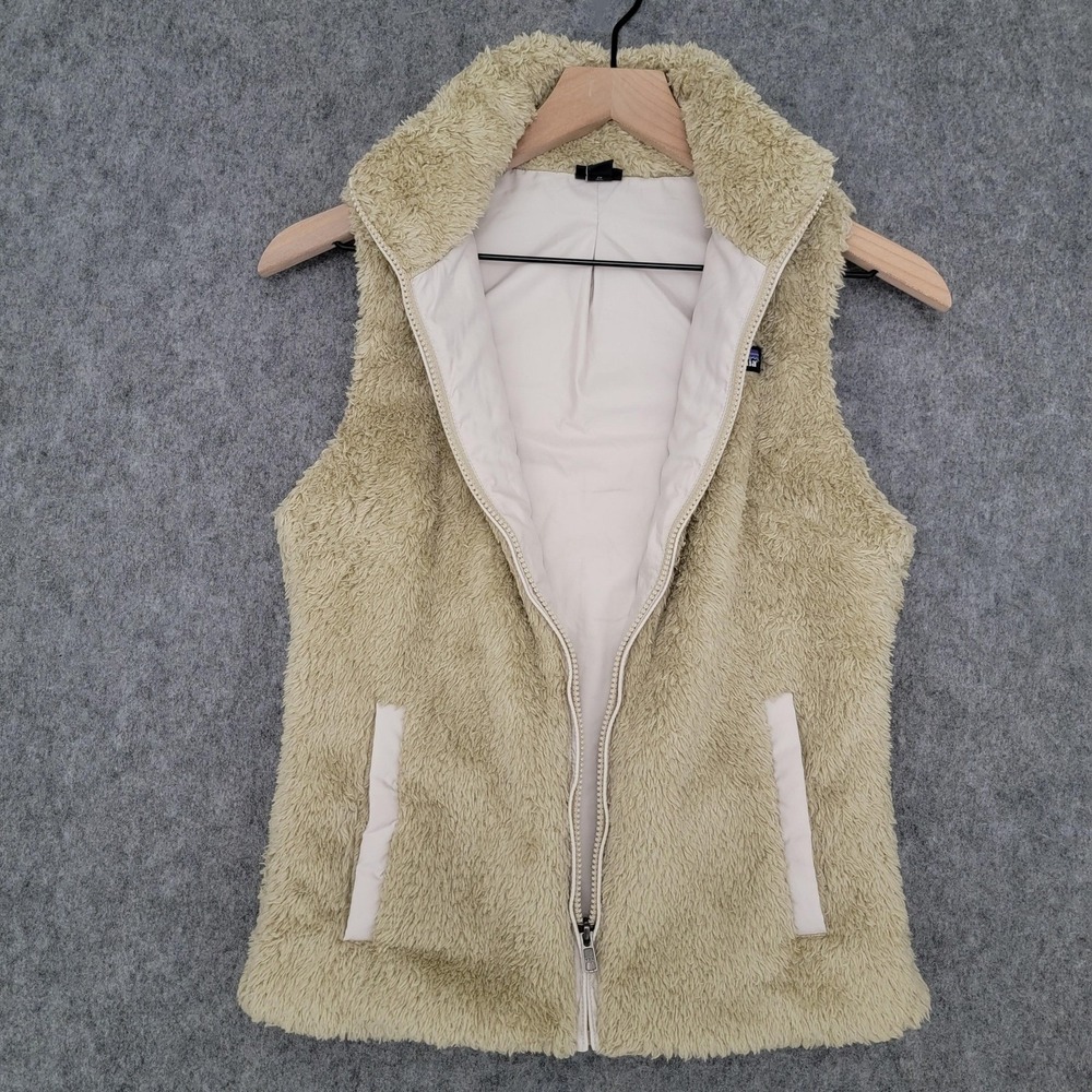 Patagonia Los Gatos Vest Womens XS El Cap Khaki Fuzzy Fleece Full Zip‎ Pockets - Picture 4 of 14